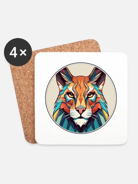 Luchs Buntes Cartoon-Kawaii-Tier - Untersetzer (4er-Set) - Weiß