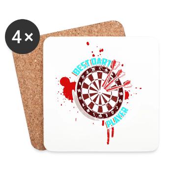 Bester Dartspieler Darter Dart Spieler 180 Darts - Untersetzer (4er-Set) - Weiß - Vorne