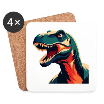 Dinosaurier Cartoon Figur Buntes Haustier Tier - Untersetzer (4er-Set) - Weiß - Vorne