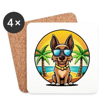 Belgischer Malinois Hund Rasse Cartoon Sonnenbrille Strand - Untersetzer (4er-Set) - Weiß - Vorne