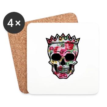 Flower Skull - Untersetzer (4er-Set) - Weiß - Vorne