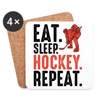 Silhouette du joueur de hockey rouge - Dessous de verre (lot de 4) - blanc - Devant