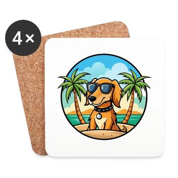 Azawakh Dog Breed Cartoon Sunglasses Beach - Coasters (set of 4) - white - Front