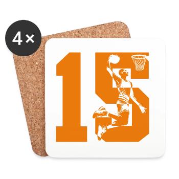NUMBER 15 BASKETBALL 15TH BIRTHDAY - Coasters (set of 4) - white - Front