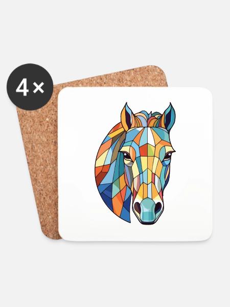 Pferd Buntes Aquarell Tier Haustier Illustration - Untersetzer (4er-Set) - Weiß