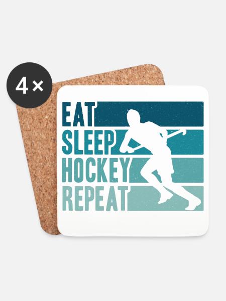 Feldhockey Feldhockeyspieler Feld Hockey Eat Sleep - Untersetzer (4er-Set) - Weiß