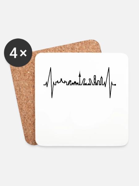 Madrid Skyline Heartbeat Spain Silhouette Pulse - Coasters (set of 4) - white