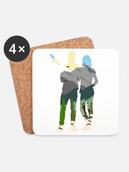 Wanderfreunde - Untersetzer (4er-Set) - Weiß