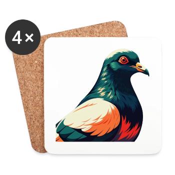 Pigeon Cartoon Character Colorful Pet Animal - Coasters (set of 4) - white - Front