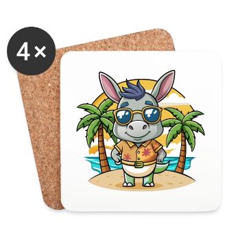 Esel Lustige Cartoon Sommer Strand Sonnenbrille - Untersetzer (4er-Set) - Weiß - Vorne