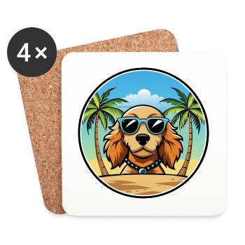 Norfolk Spaniel Hunderasse Cartoon Sonnenbrille Strand - Untersetzer (4er-Set) - Weiß - Vorne