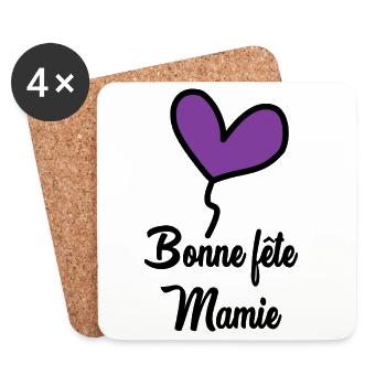 MAMIE. GRAND-MERE. FÊTE DES MÈRES - Dessous de verre (lot de 4) - blanc - Devant