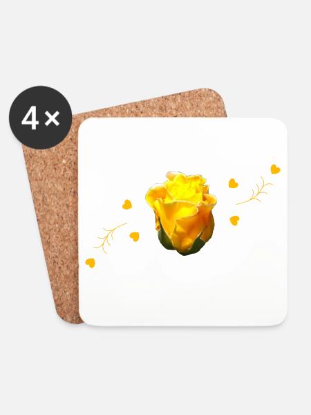 rose yellow rose - Untersetzer (4er-Set) - Weiß