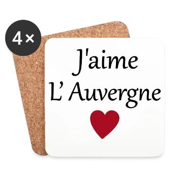 J'aime l'auvergne - Dessous de verre (lot de 4) - blanc - Devant
