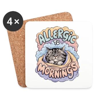 Allergique au matin - Dessous de verre (lot de 4) - blanc - Devant
