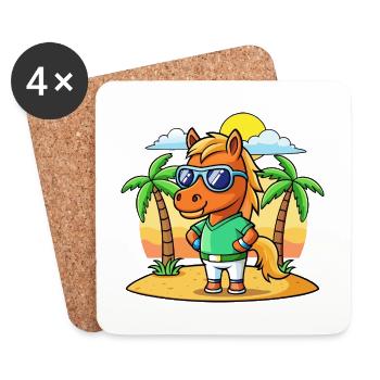 Pferd Lustige Cartoon Sommer Strand Sonnenbrille - Untersetzer (4er-Set) - Weiß - Vorne