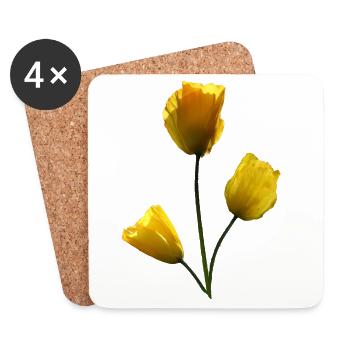 Mohn gelbe Mohnblumen - Untersetzer (4er-Set) - Weiß - Vorne