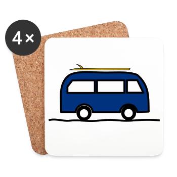 VAN. SURFEN. LEBEN SIE DEN URLAUB. FERIEN. - Untersetzer (4er-Set) - Weiß - Vorne