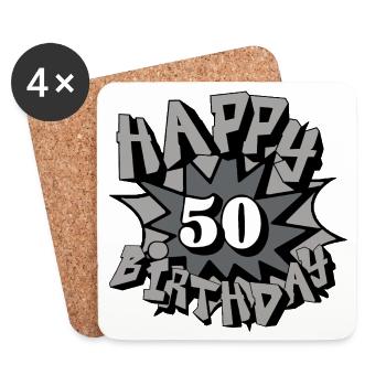 50.Geburtstag,50 Jahre,Airbrush, Happy Birthday(25 - Coasters (set of 4) - white - Front