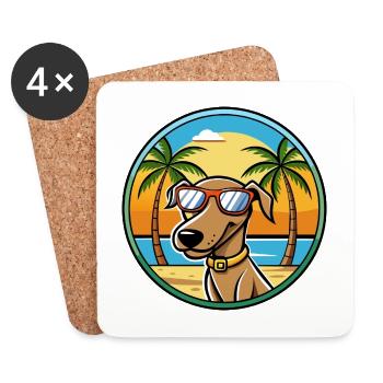 Plott Hound Hund Rasse Cartoon Sonnenbrille Strand - Untersetzer (4er-Set) - Weiß - Vorne