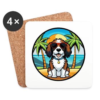 English Springer Spaniel Hunderasse Cartoon Beach - Untersetzer (4er-Set) - Weiß - Vorne