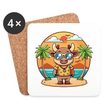 Elch Lustige Cartoon Sommer Strand Sonnenbrille - Untersetzer (4er-Set) - Weiß - Vorne