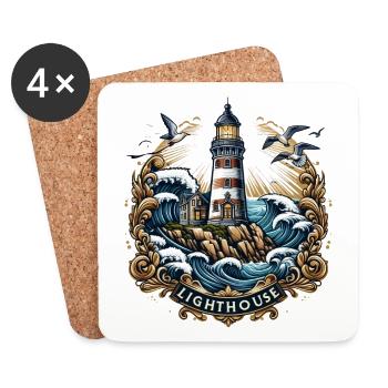Lighthouse Logo - Untersetzer (4er-Set) - Weiß - Vorne