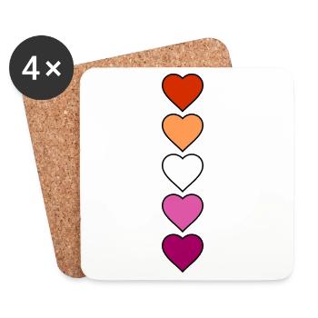 Lesbian Lesbian Hearts - Coasters (set of 4) - white - Front