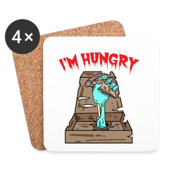 Zombie Pizza Ich habe Hunger - Untersetzer (4er-Set) - Weiß - Vorne