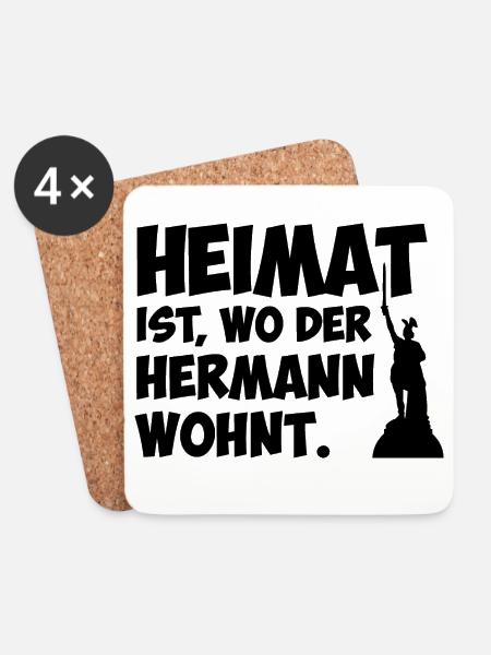 Heimat ist, wo der Hermann wohnt. - Untersetzer (4er-Set) - Weiß