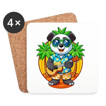 Lustige Panda Sommer Strand Sonnenbrille Hawaiianisch - Untersetzer (4er-Set) - Weiß - Vorne