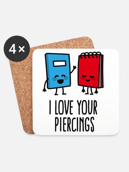 Lustige piercer, piercing, I love your piercings - Untersetzer (4er-Set) - Weiß