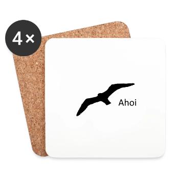 Möwe Ahoi – Maritimes Nordsee Küsten Motiv - Untersetzer (4er-Set) - Weiß - Vorne