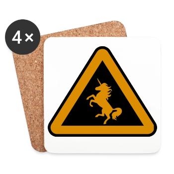 Achtung Einhorn, Gefahr - Untersetzer (4er-Set) - Weiß - Vorne