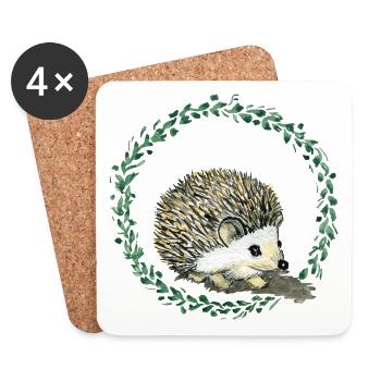 Hedgehog - Coasters (set of 4) - white - Front