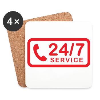 24/7 h Service - Untersetzer (4er-Set) - Weiß - Vorne