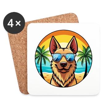 Berger Hollandais Chien Race Dessin Animé Lunettes De Soleil Plage - Dessous de verre (lot de 4) - blanc - Devant