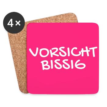 Vorsicht Bissig Mundschutz Nasenschutz - Untersetzer (4er-Set) - Weiß - Vorne