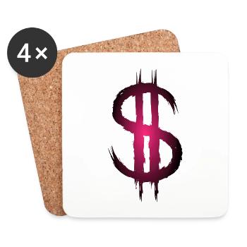 Dollarzeichen Dollar Geld - Untersetzer (4er-Set) - Weiß - Vorne