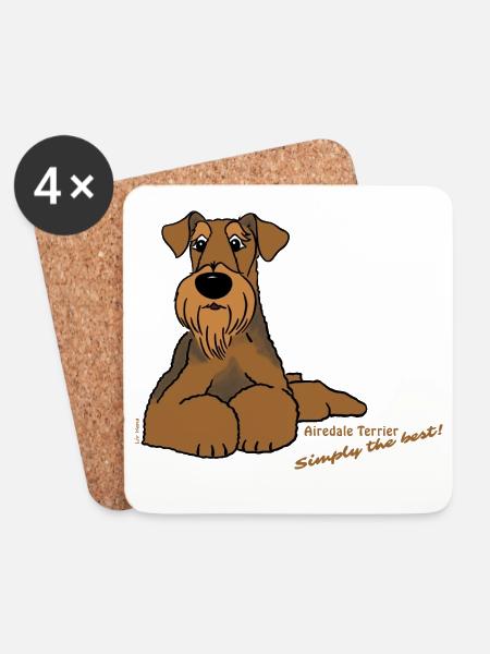 Airedale Terrier liegend - Untersetzer (4er-Set) - Weiß