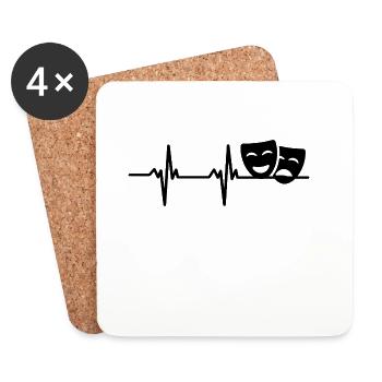 Drame Masques Théâtre Palpitations cardiaques - Dessous de verre (lot de 4) - blanc - Devant