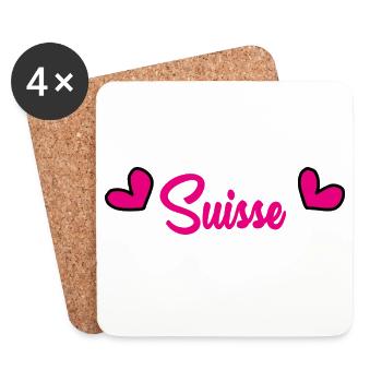 SUISSE. HUMOUR. PAYS. DRAPEAU. GENEVE. LAUSANNE - Dessous de verre (lot de 4) - blanc - Devant