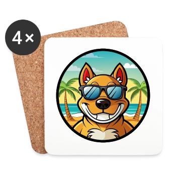 Cordoba Kampfhund Rasse Cartoon Sonnenbrille Strand - Untersetzer (4er-Set) - Weiß - Vorne