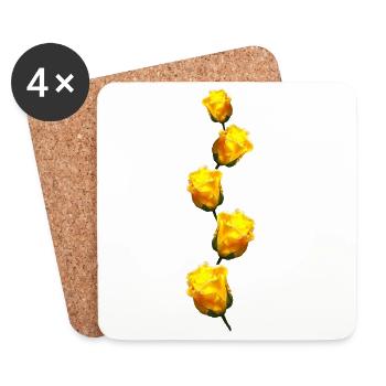 gelbe Rosen - Untersetzer (4er-Set) - Weiß - Vorne