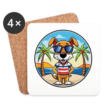 Französische Tricolor Hound Rasse Cartoon Sonnenbrille - Untersetzer (4er-Set) - Weiß - Vorne