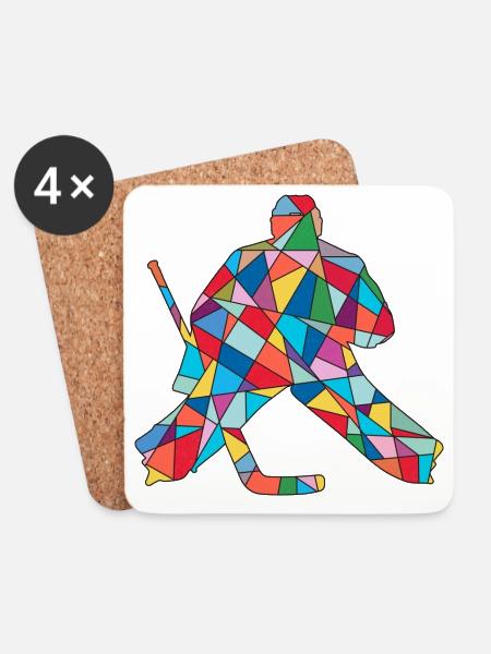 Eishockey Torwart Jungen Herren Eishockeyspieler - Untersetzer (4er-Set) - Weiß