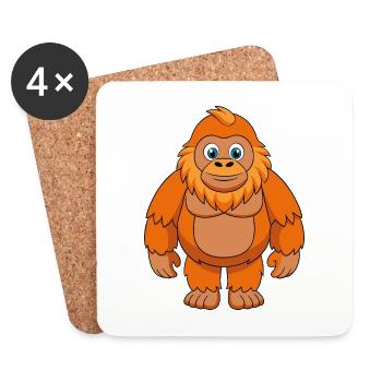 Big Foot Niedliche Maskottchen Zeichentrickfigur Kawaii - Untersetzer (4er-Set) - Weiß - Vorne