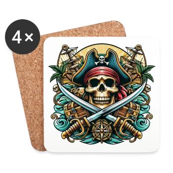 Pirate Logo - Dessous de verre (lot de 4) - blanc - Devant