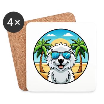Kuvasz Ungarische Hunderasse Cartoon Sonnenbrille Strand - Untersetzer (4er-Set) - Weiß - Vorne