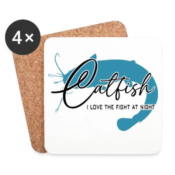 Poisson-chat, poisson-chat, pêche sportive, monstre de rivière - Dessous de verre (lot de 4) - blanc - Devant